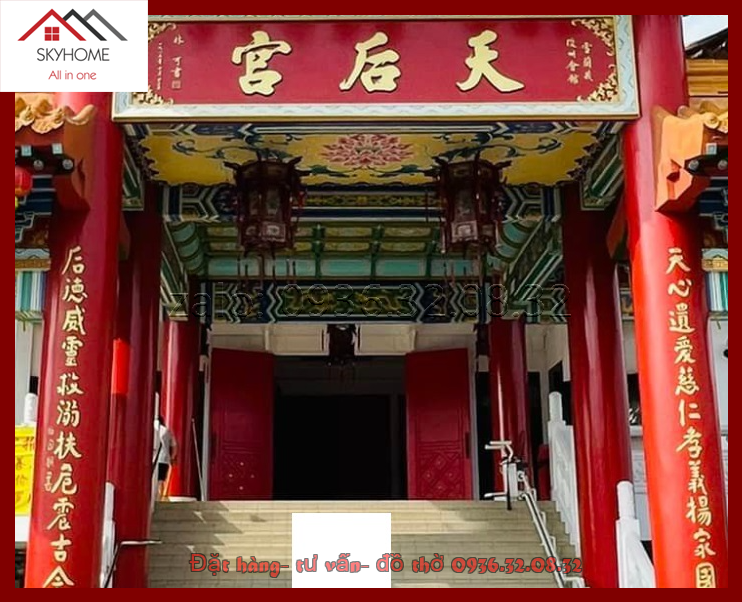 Hoành phi gỗ phòng thờ chữ Thiên Hậu Cung